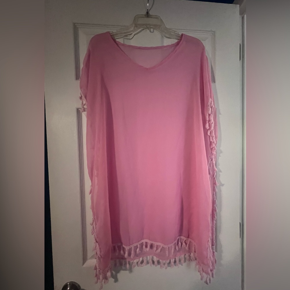 Pink Tassel Beach Cover up